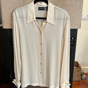 Liz Claiborne Cream Button Down Shirt. 100% silk
